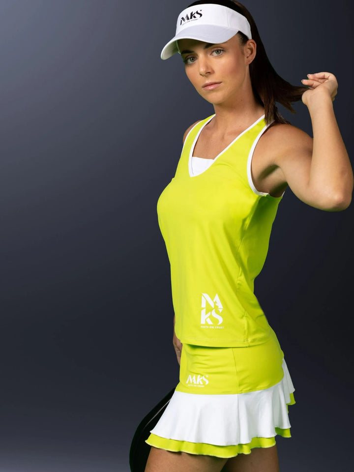 Falda Volante Blanca y Lima