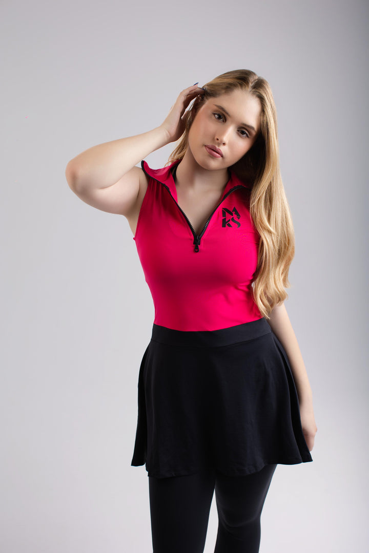 Vestido Con Cremallera Fucsia / Negro
