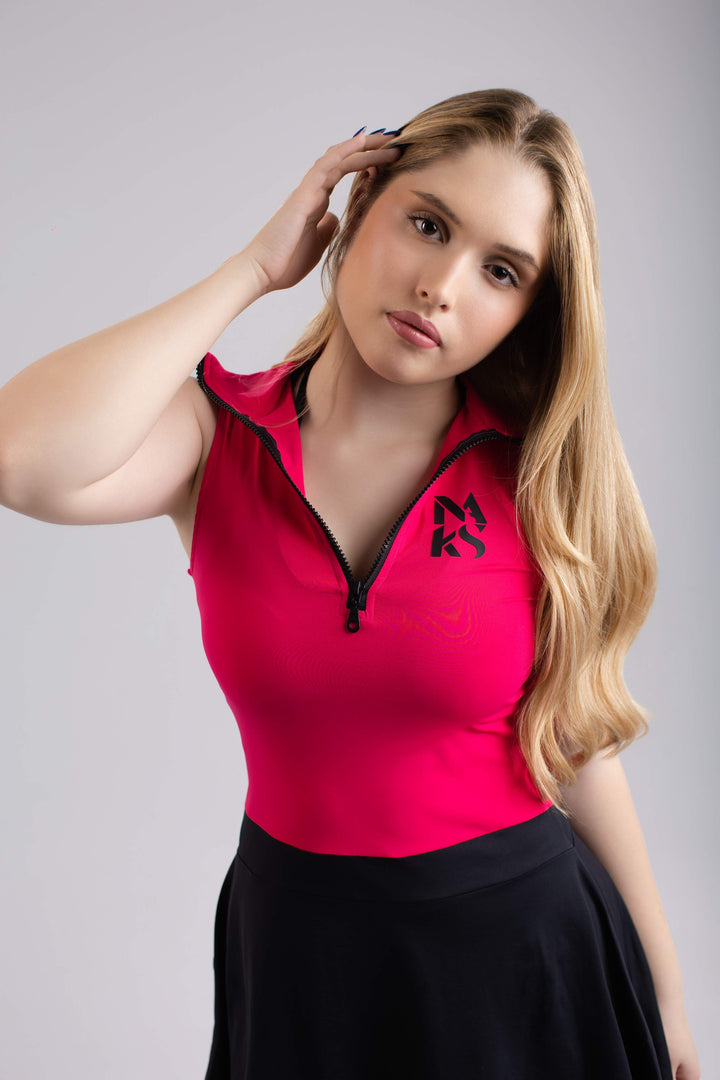 Vestido Con Cremallera Fucsia / Negro