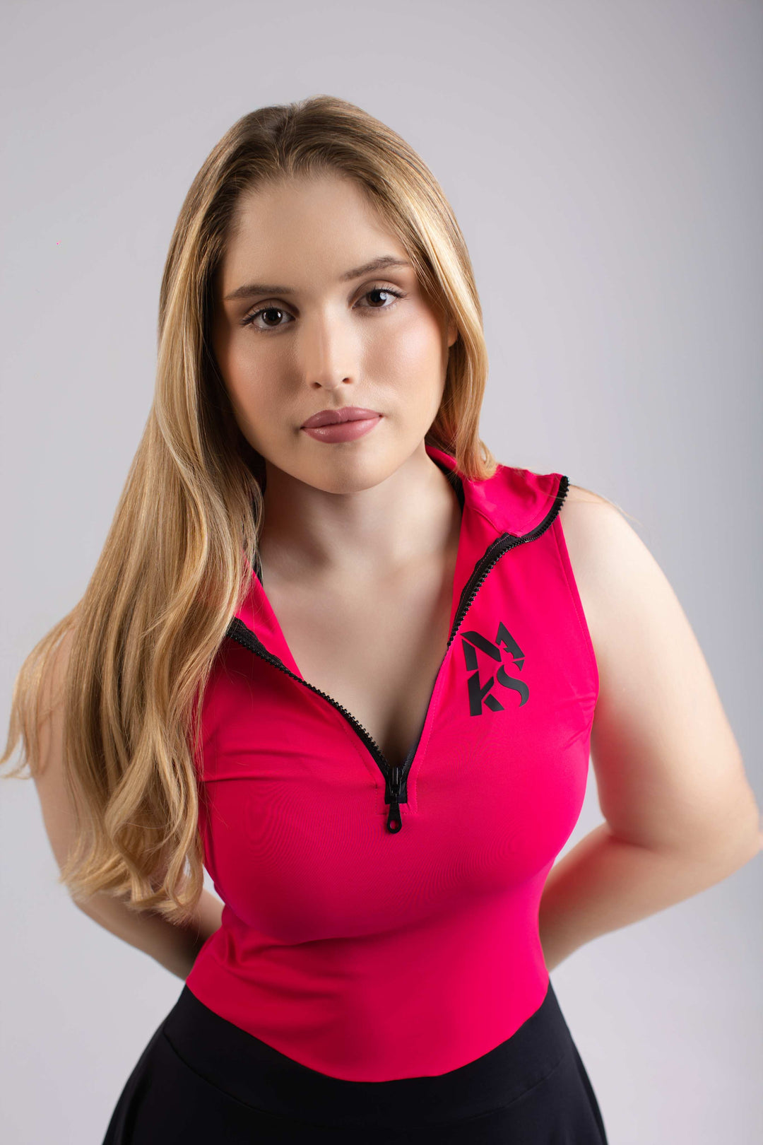 Vestido Con Cremallera Fucsia / Negro