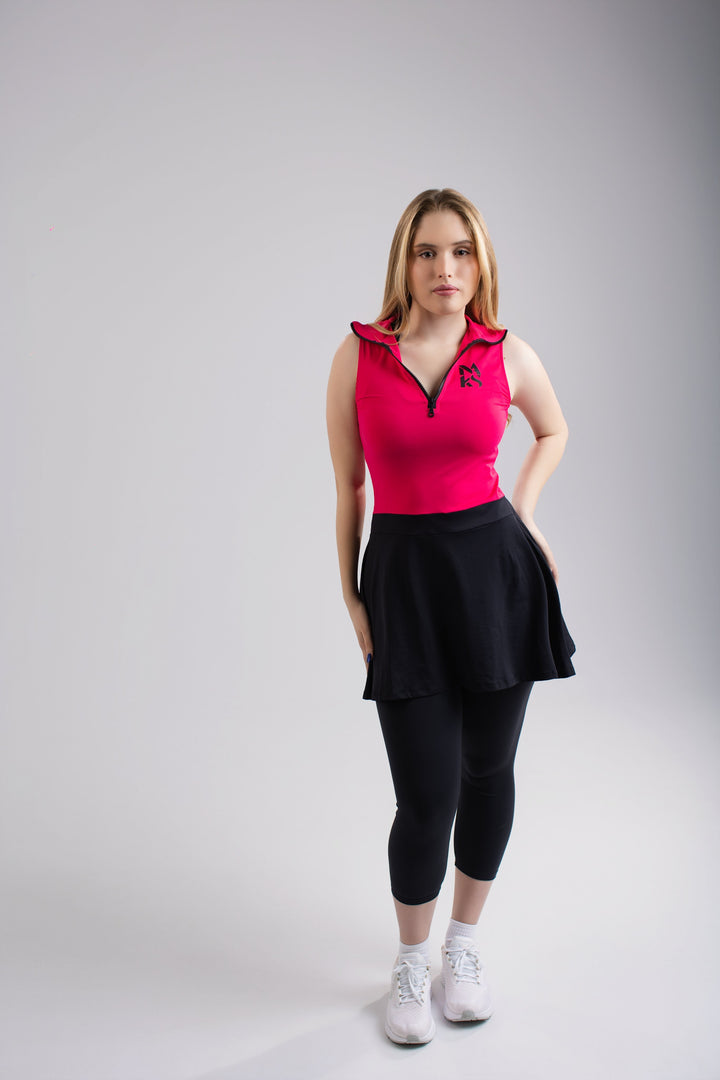 Vestido Con Cremallera Fucsia / Negro
