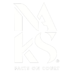 Naks Color Swatch - El logotipo de Naks en blanco con la frase "Facts on Court" debajo