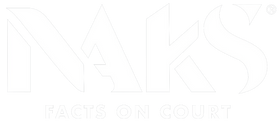Naks Color Swatch - El logotipo de Naks en blanco con la frase "Facts on Court" debajo